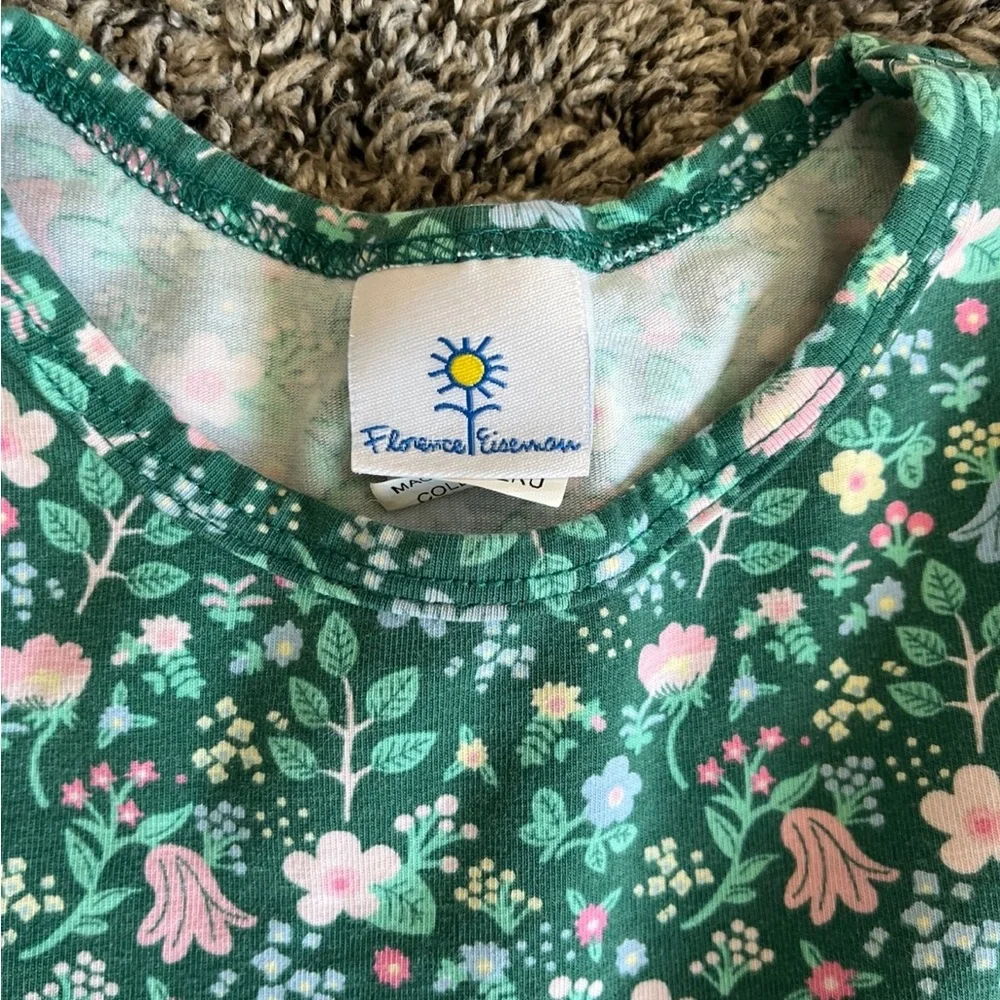 FLORENCE EISEMAN Green Ditsy Floral Long Sleeve Skater Twirl Dress Girls 3T